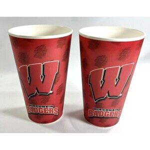 Wisconsin Badgers Holographic Cups 3-D Capital Cups Made In USA Set Of 2
